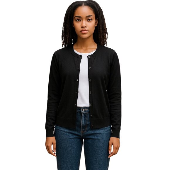 Amazon Essentials Black Long Sleeve Button Up Cardigan Sweater-Size XL - Picture 1 of 6